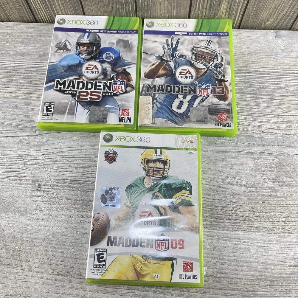 XBox 360  Video Game Lot Of 3 Madden 25,09 And 13 NFL Football Tested Working